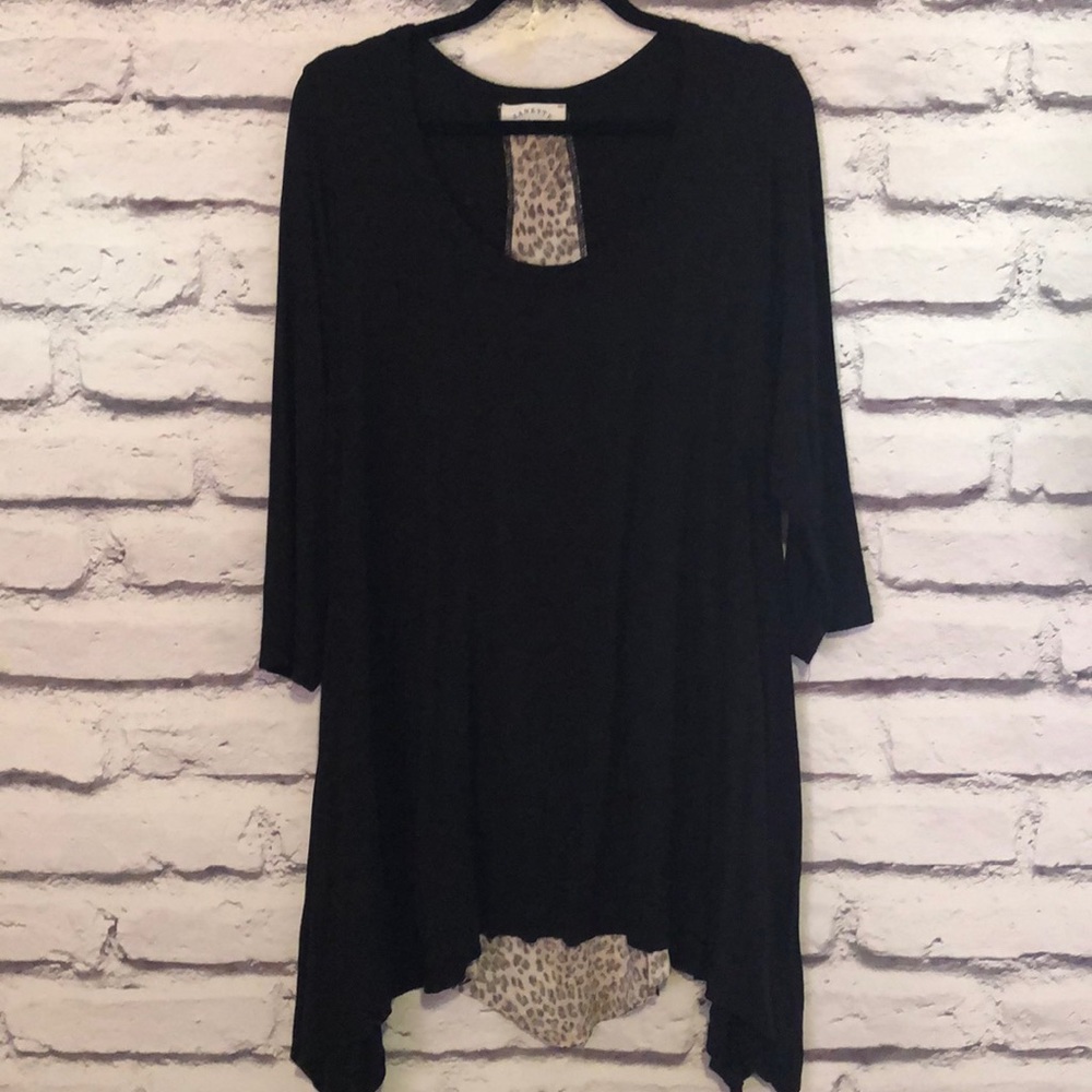 Top black with leopard stripe down the back